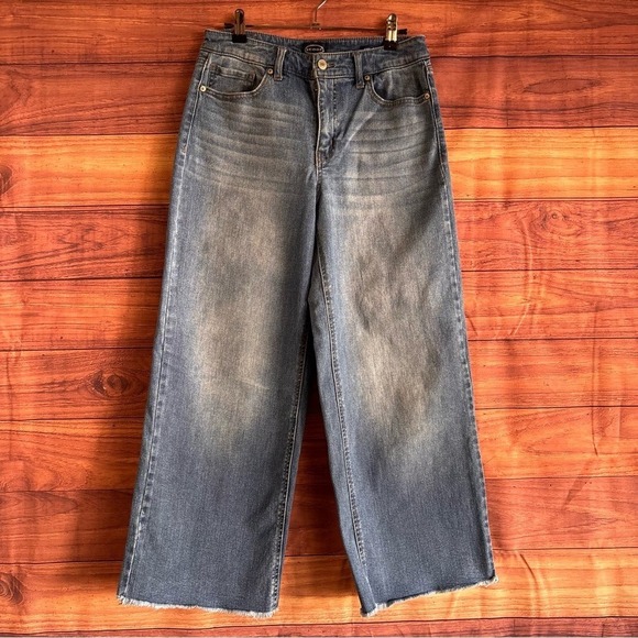 Scoop Denim - Scoop Womens Wide Leg Crop Jeans Medium Wash Raw Hem Blue Size 4 DSCPB178